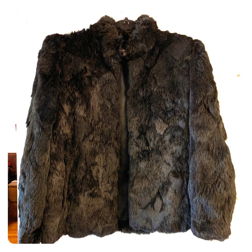 Vintage Black Rabbit Fur Coat